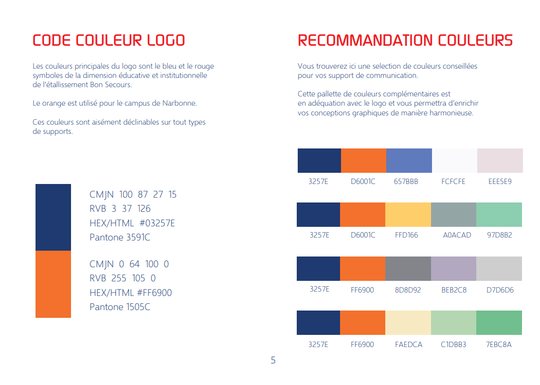 Code couleurs nouveau logo esbs campus